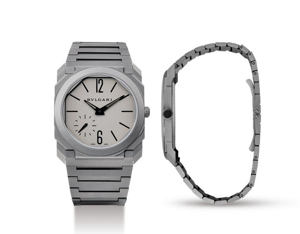 Bonhams : Bulgari, A Slim Titanium Automatic Bracelet Watch, 