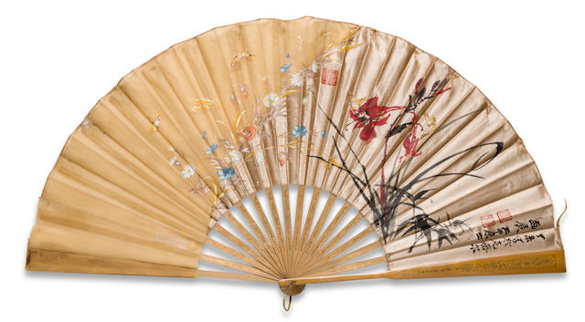 Bonhams : Zhang Daqian (1899-1983) Bamboo, Flowers and Butterflies