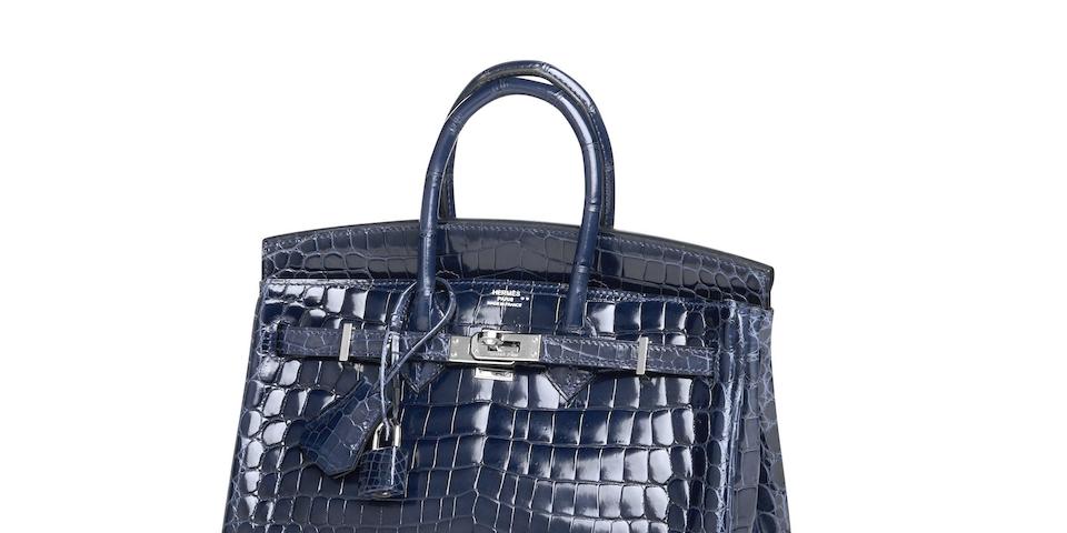Hermes Lindy 30 Blue Marine: Crocodile Handbag