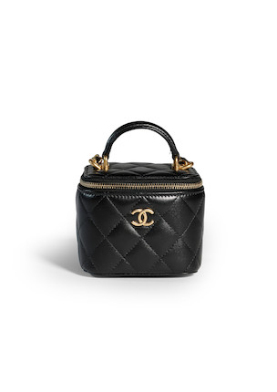 Chanel Black Grained Calfskin And Imitation Pearl Small Vanity Case Gold  Hardware, 2021 Available For Immediate Sale At Sotheby's