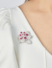 Thumbnail of THAMBULA RUBY, PINK SAPPHIRE AND DIAMOND FLORAL BROOCH image 4