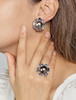 Thumbnail of CULTURED PEARL, GEM-SET AND DIAMOND RING AND EARRING SET image 2