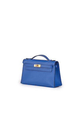 Hermès Kelly Pochette Blue Swift Gold Hardware - Chelsea Vintage