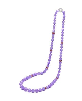 Bonhams : An important jadeite bead, ruby and diamond necklace