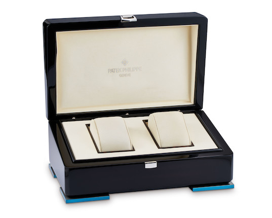 Bonhams : Patek Philippe. A Wooden Presentation Box For Two Watches