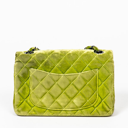 Bonhams : Chanel Lime Green Velvet Mini Single Flap Bag, c. 2014-15,  (Includes serial sticker and authenticity card)