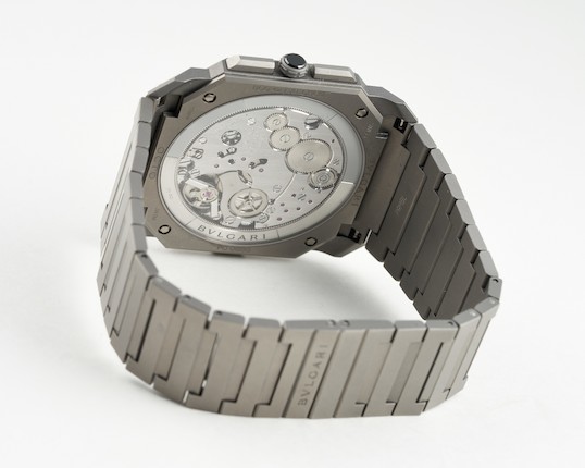 Bonhams : Bvlgari. A Titanium Octo Finissimo Bracelet Watch, P00660, With  box and certificate