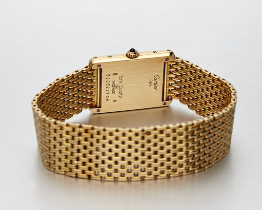 Bonhams : Cartier Tank Louis Cartier, A Yellow Gold Bracelet Watch