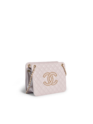 Chanel White Quilted Lambskin Chain Around Mini Pouch