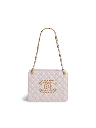 Bonhams : CHANEL PINK QUILTED LAMBSKIN CC LOGO SHOULDER BAG WITH GOLD TONE  CHAIN (includes serial sticker, authenticity card, felt protector, original dust  bag)