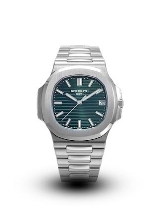 Nautilus, 'green' reference 5711/1A-014 Montre bracelet en acier avec date, Stainless steel wristwatch with date and bracelet Vers 2021, Circa 2021, Fine Watches, 2023
