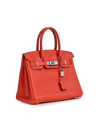 Bonhams : HERMÈS RED TOGO BIRKIN 30 WITH PALLADIUM HARDWARE