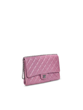 Bonhams : CHANEL NUDE PINK CAVIAR LEATHER CLUTCH ON SILVER TONE CHAIN  (includes serial sticker, info booklet, authenticity card, original dust  bags and box)