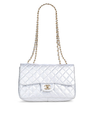 Chanel Classic Double Flap Quilted Lambskin Silver-tone Medium Black - US