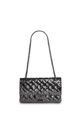 Bonhams : CHANEL 2.55 SILVER QUILTED GLITTER FLAP BAG (includes