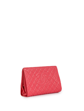 Bonhams : CHANEL ROSE RED QUILTED CAVIAR LEATHER CC LOGO LARGE TIMELESS  CLUTCH (includes serial sticker, authenticity card, original dust bag)