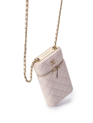 Bonhams : Chanel Light Pink Lambskin Phone Bag Vanity Case With Gold Toned  Chain (Includes Serial Sticker, Authenticity Card, Original Dust Bag And  Box)