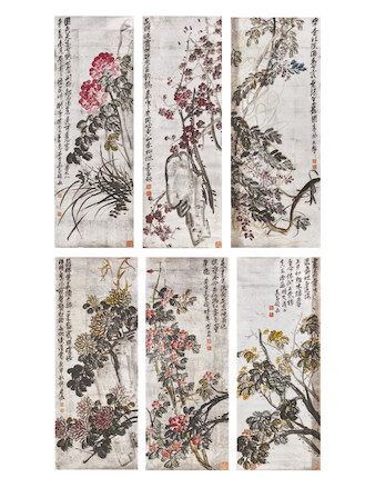 Bonhams Wu Changshuo 1844 1927 Seasonal Flowers