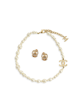 Bonhams : CHANEL A SET OF DOUBLE CC FAUX PEARL NECKLACE AND