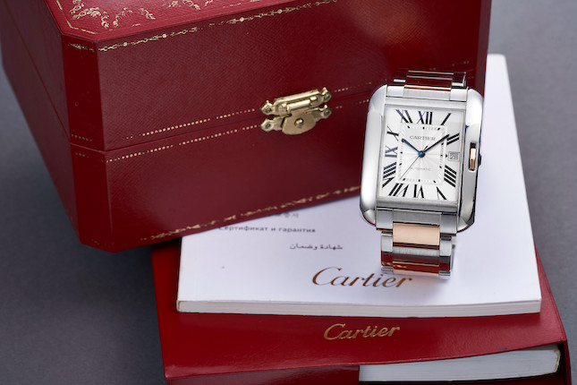 Cartier Watches - Tank Anglaise Pink Gold - Alligator Strap
