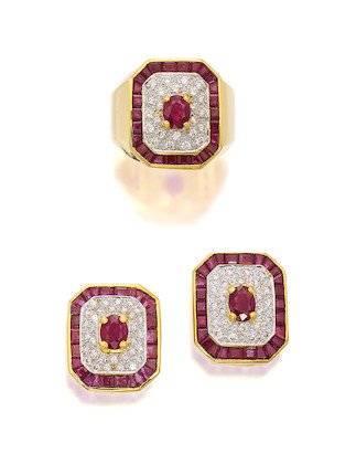 RUBY AND DIAMOND RING AND EARRINGS (2) image 1