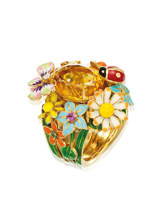 DIOR CITRINE, GEM-SET AND ENAMEL 'JARDIN DE MILLY-LA FORÊT' RING image 4