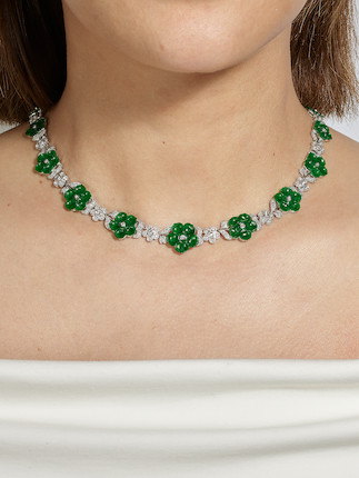 JADEITE AND DIAMOND 'FLORET' NECKLACE image 2