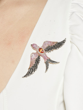 NISAN GEM-SET AND DIAMOND 'SWALLOW' BROOCH image 2