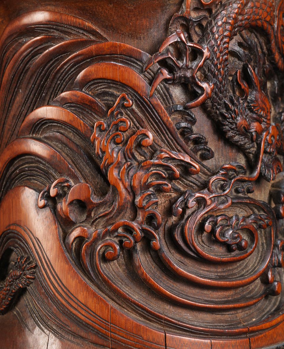 A superb bamboo 'dragon' brushpot, bitong Qianlong
