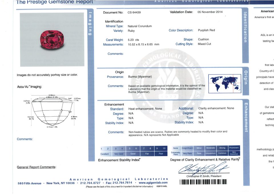 An important ruby and diamond three-stone ring