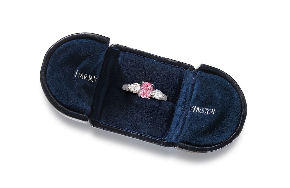 A fine fancy coloured diamond and diamond ring, by Harry Winston
