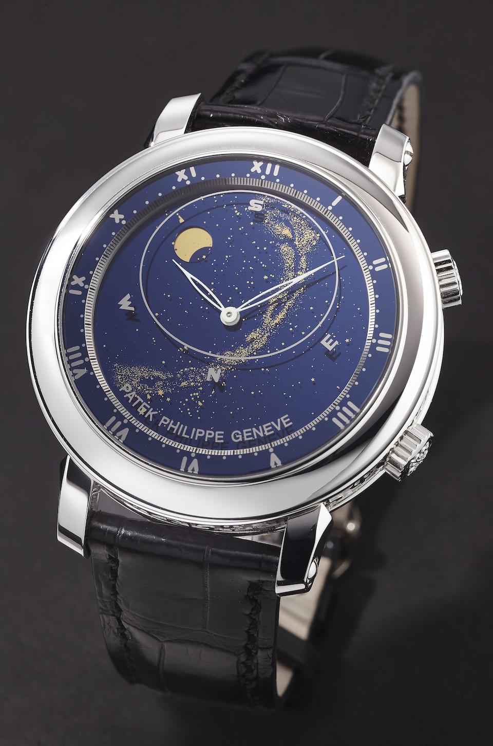 Bonhams : Patek Philippe. An extremely fine and rare white gold ...