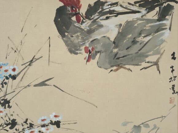 Bonhams : Chen Wen Hsi (Singaporean, 1906-1991) Rooster and Hen