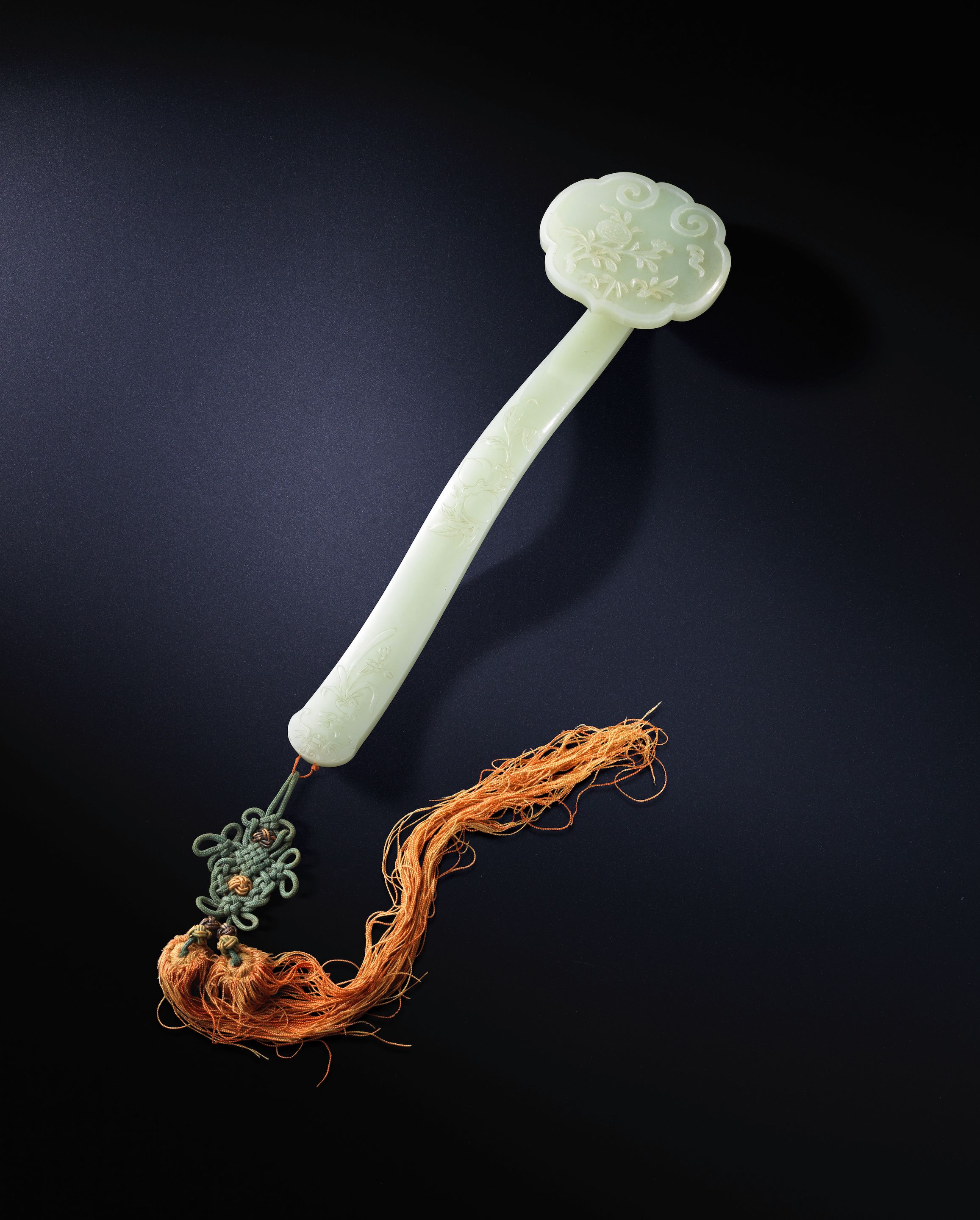 Bonhams : A rare pale green jade ruyi sceptre 18th/19th century