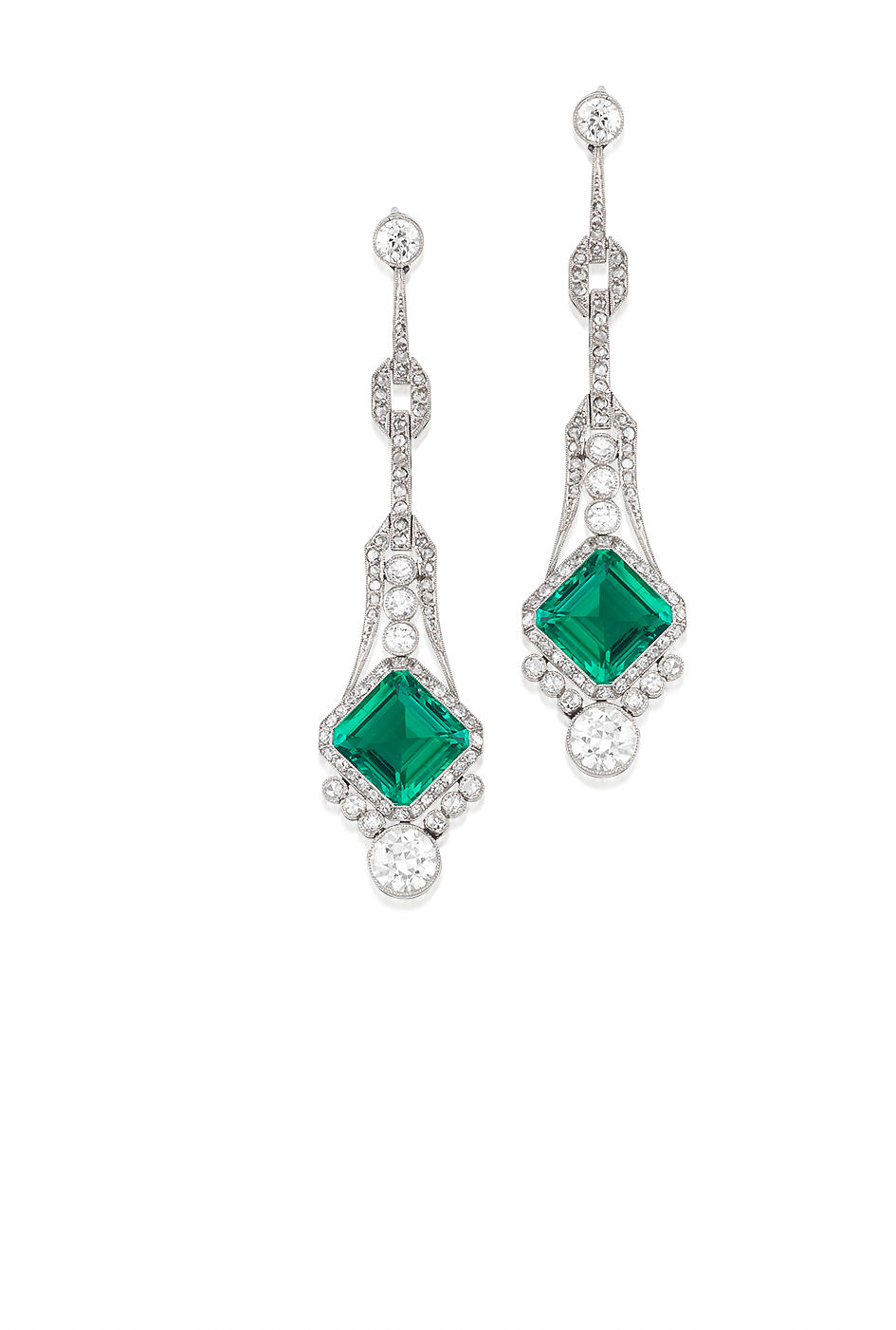 Bonhams : An Early 20th Century Pair of Fine Emerald and Diamond ...
