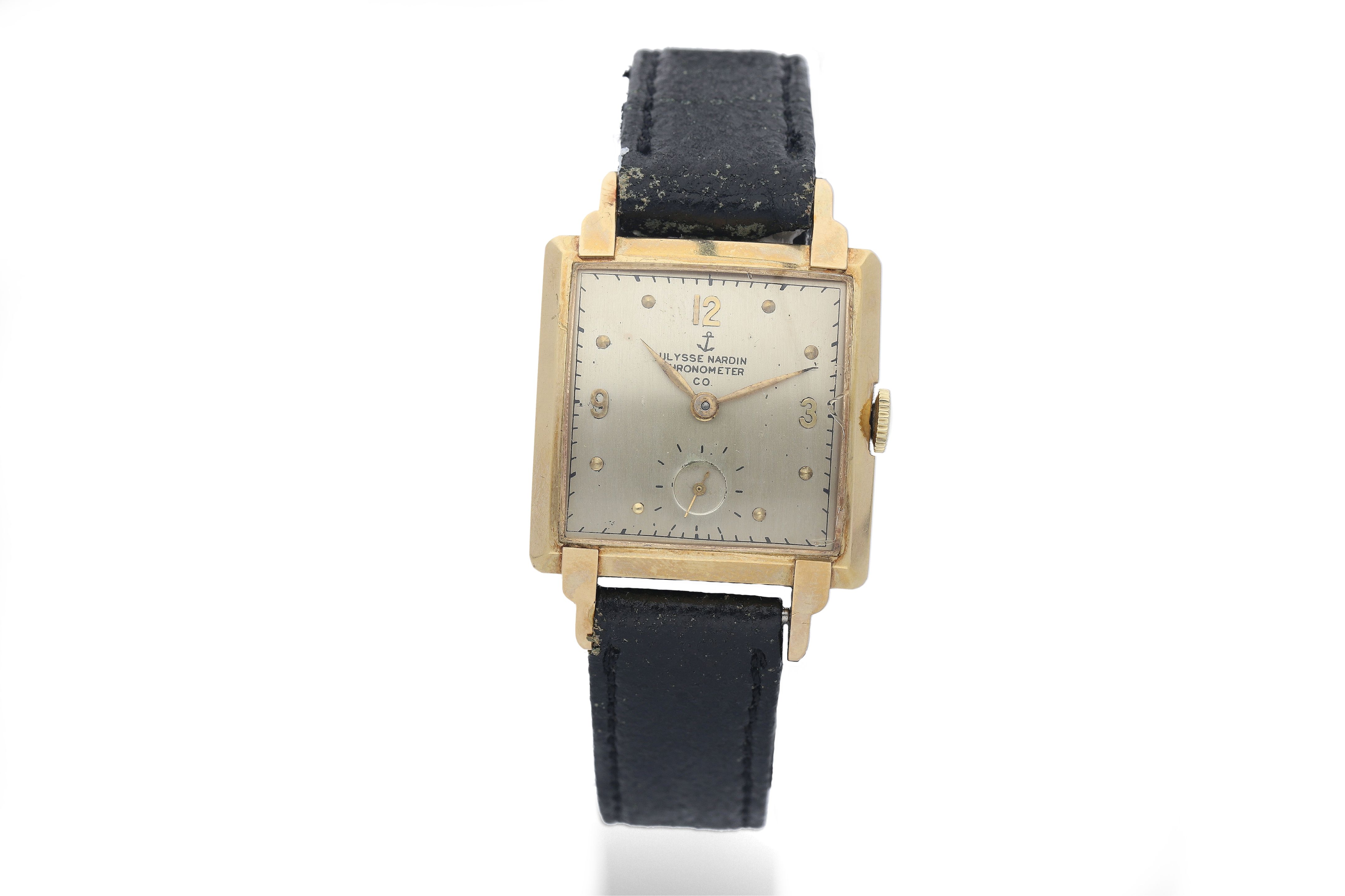 Bonhams Ulysse A 14K Yellow Gold Square Chronometer