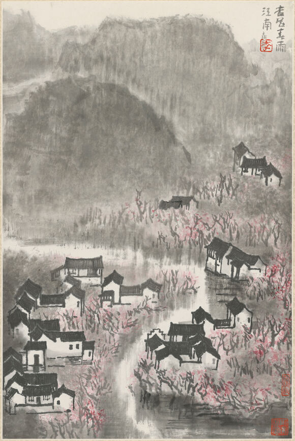 Bonhams : Li Keran (1907-1989) Apricot Blossoms in the Spring Rain