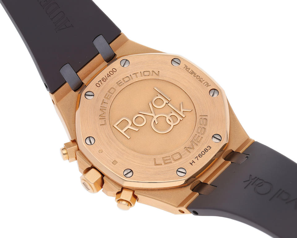 Bonhams : Audemars Piguet. A Pink Gold Royal Oak Leo Messi Wristwatch