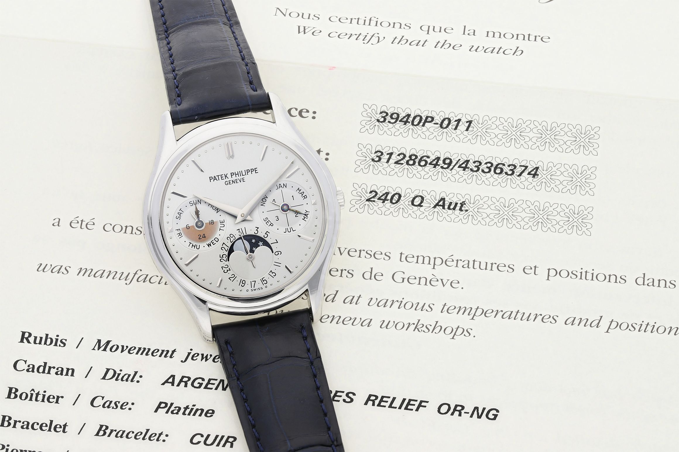 Bonhams Patek A Platinum Perpetual Calendar Wristwatch