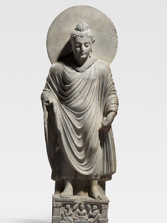 Bonhams : A SCHIST FIGURE OF BUDDHA ANCIENT REGION OF GANDHARA, CIRCA ...