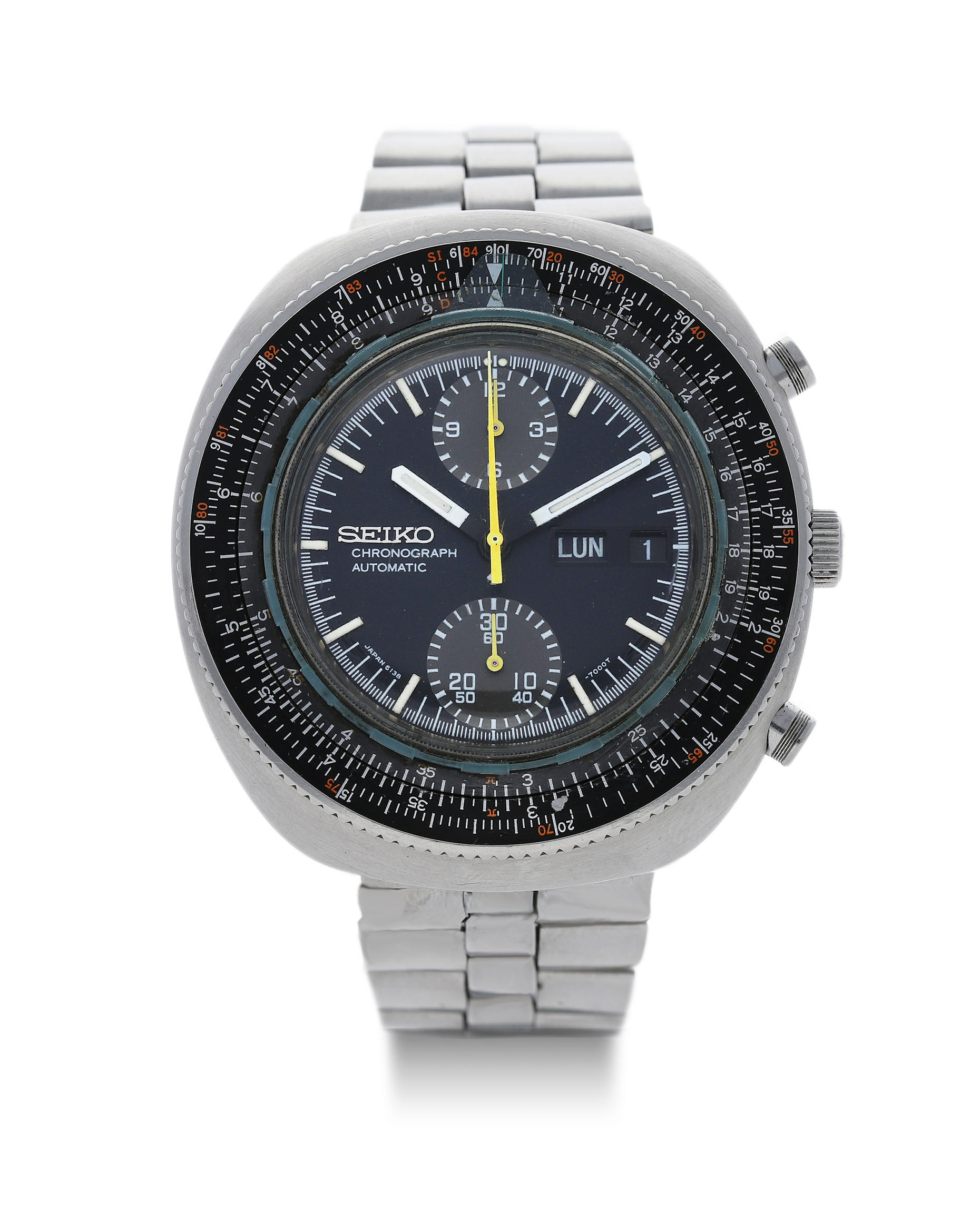 Bonhams : Seiko. A Stainless Steel Automatic Calendar Chronograph Bracelet  Watch, 'Calculator Cursor', , 