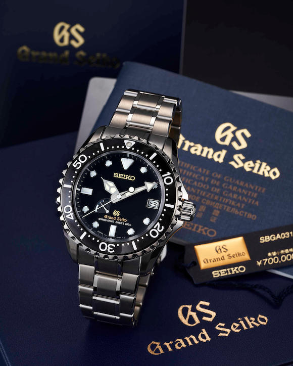 Grand Seiko. A Titanium Automatic Diver's Calendar Bracelet Watch, 'Spring  Drive', , , With Guarantee, Manual and Box - Bonhams