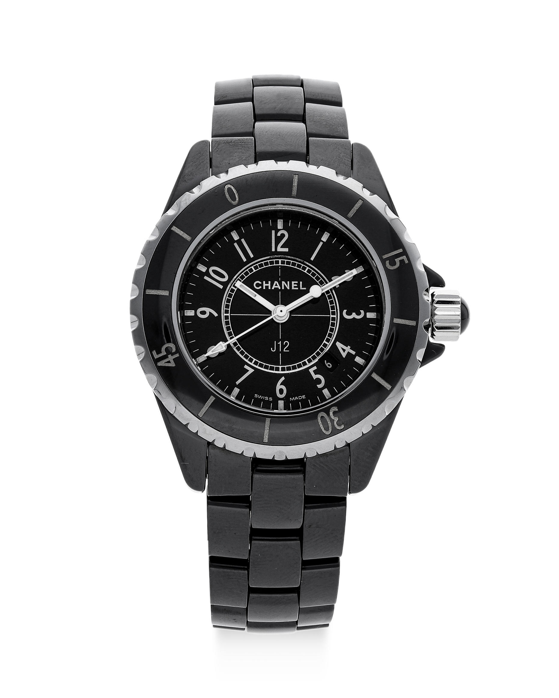 Bonhams : Chanel. A Black Ceramic Bracelet Watch, With travel pouch and  service receipt