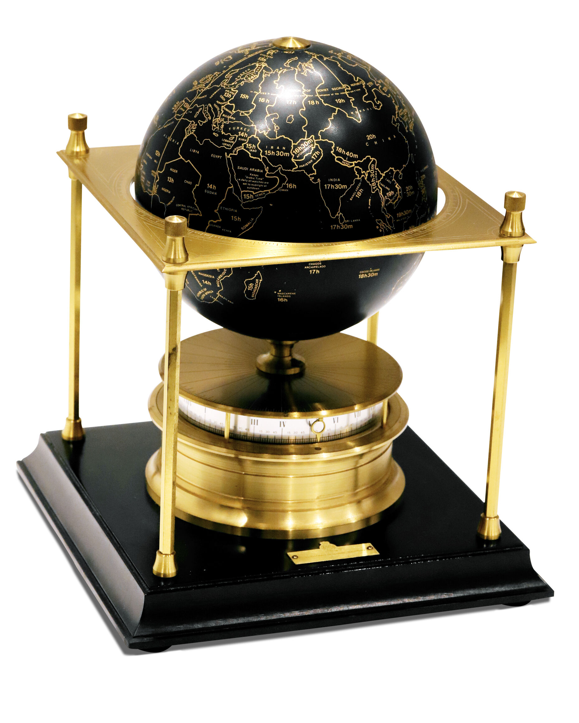 IMHOF SWISS ROYAL GEOGRAPHICAL SOCIETY, A RARE BRASS WORLD Globe