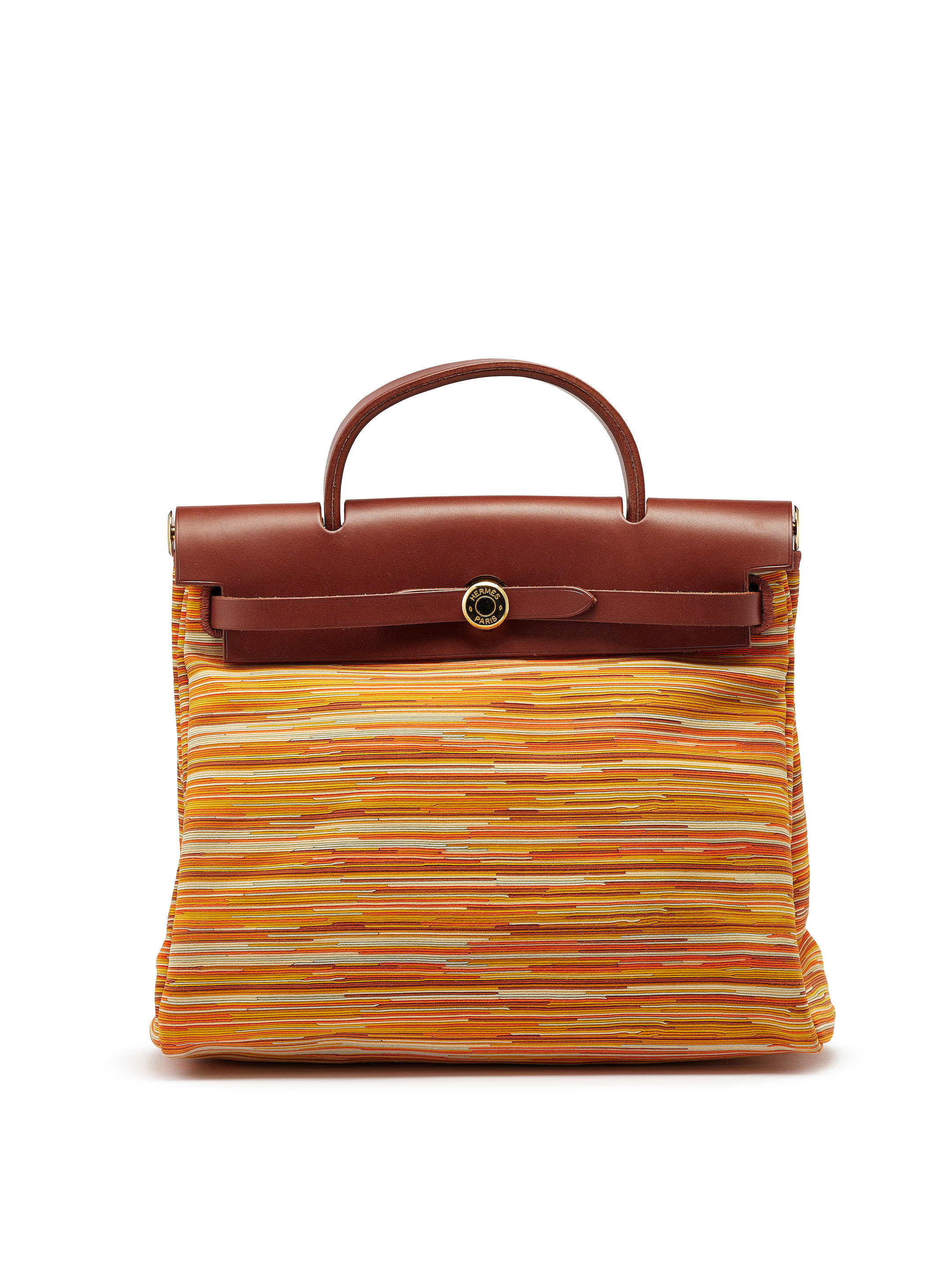 Bonhams : Hermès Orange Vibrato Herbag 30, c. (Includes padlock, keys ...