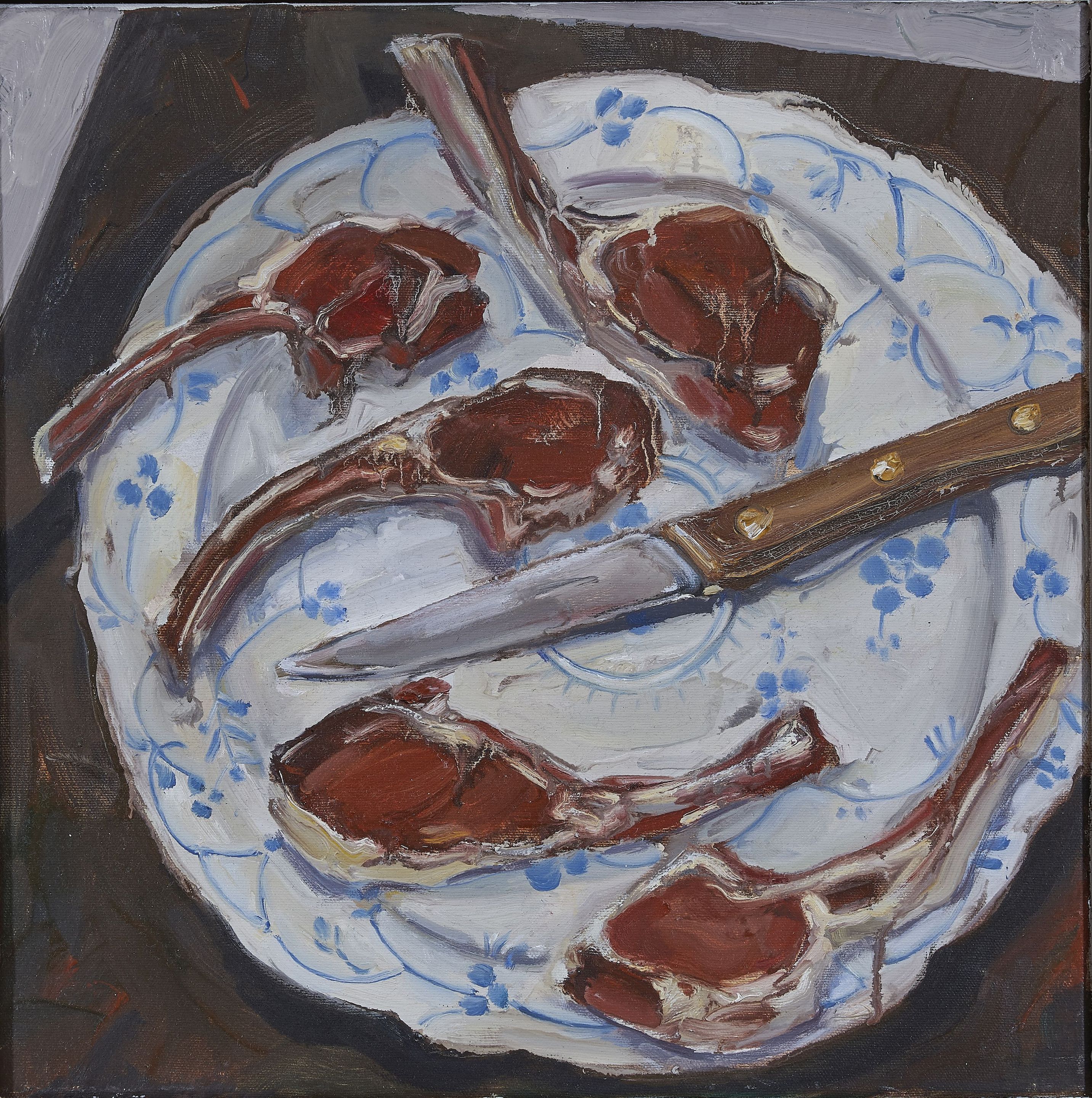 Lamb Chops on Patterned Plate
