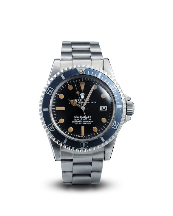 Rolex 1665. · Photo: Bonhams · © Bonhams, used with permission · Source: https://www.bonhams.com/auction/27040/lot/884/rolex-a-stainless-steel-sea-dweller-bracelet-watch-ref1665-6002523