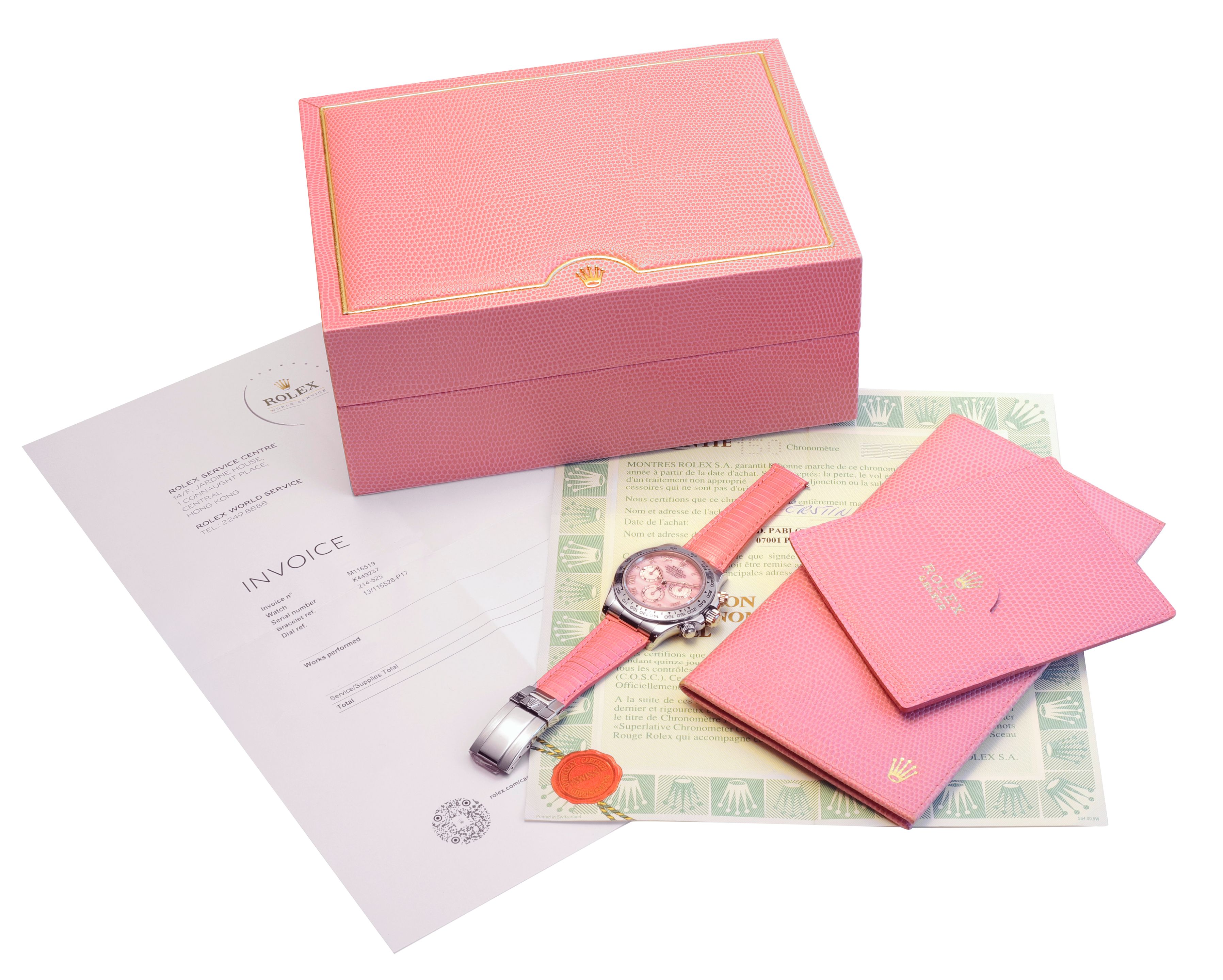 Bonhams 116519 White Gold Daytona Pink Beach