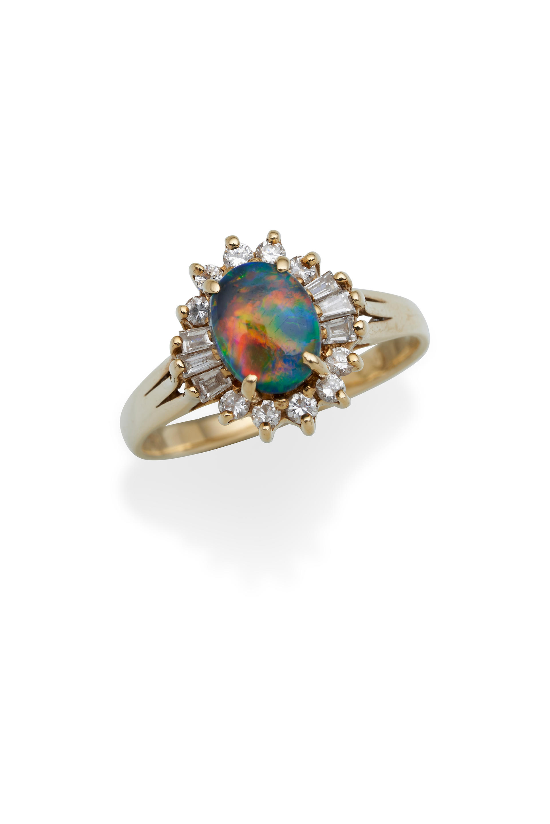 Bonhams : An Opal And Diamond Cluster Ring