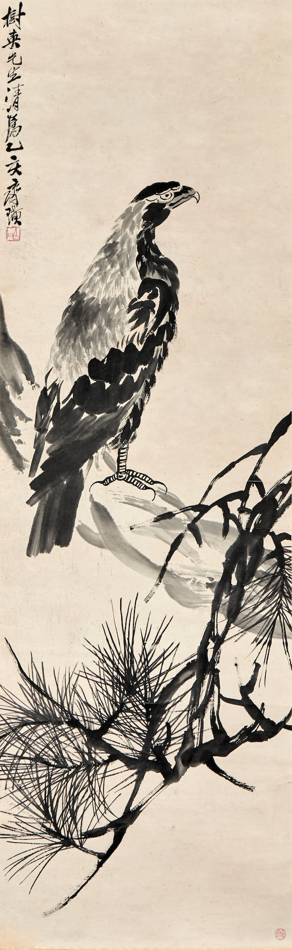 Bonhams : Qi Baishi (1864-1957) Eagle on Pine Tree